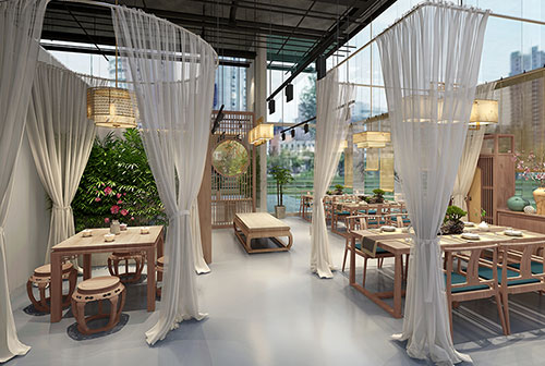 亳州200平禅意中式风格奶茶咖啡店装修设计效果图