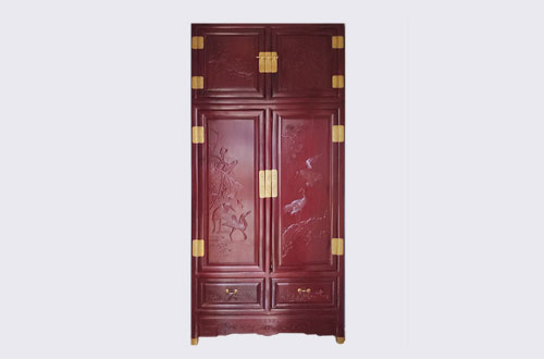 亳州高端中式家居装修深红色纯实木衣柜