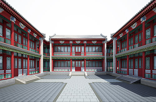 亳州北京四合院设计古建筑鸟瞰图展示