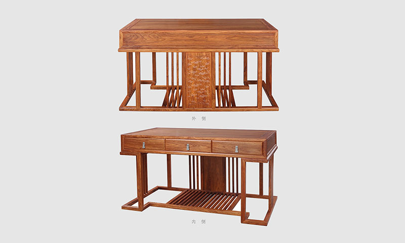 亳州 别墅中式家居书房装修实木书桌效果图