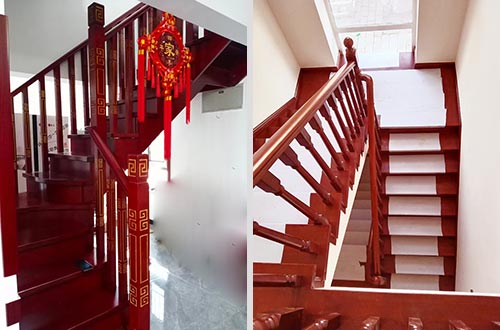 亳州自建别墅中式实木楼梯全屋定制设计效果图